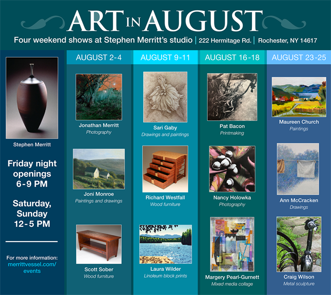 Art in August: A series of open studio exhibits featuring Stephen Merritt and a select group of Rochester's finest artists